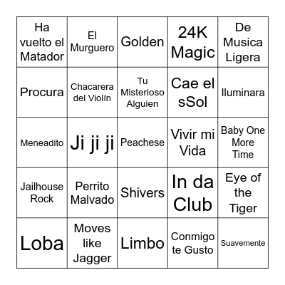 BINGO MUSICAL Bingo Card