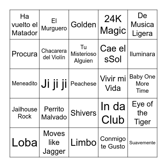 BINGO MUSICAL Bingo Card