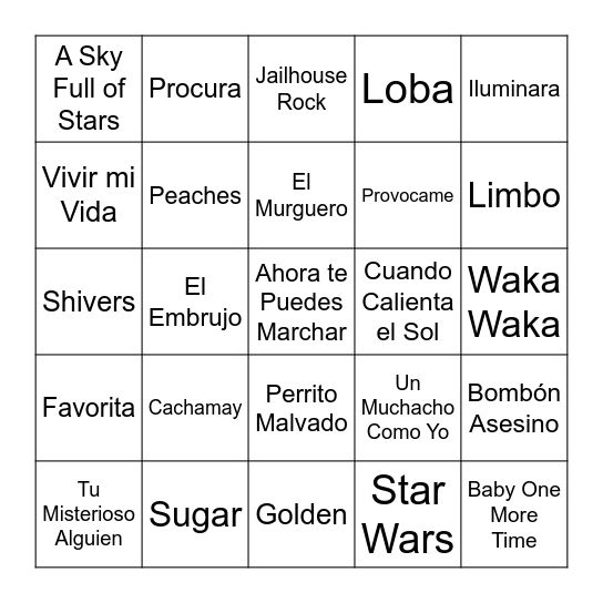 BINGO MUSICAL Bingo Card