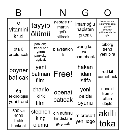 2026 bingo Card