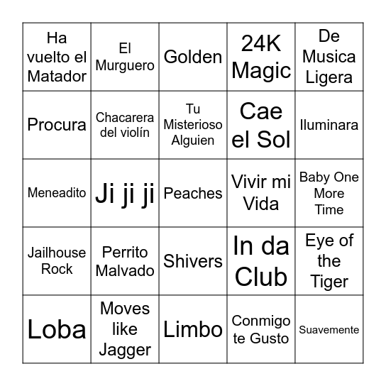 BINGO MUSICAL Bingo Card
