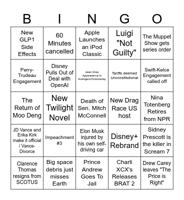 2026 Bingo Card