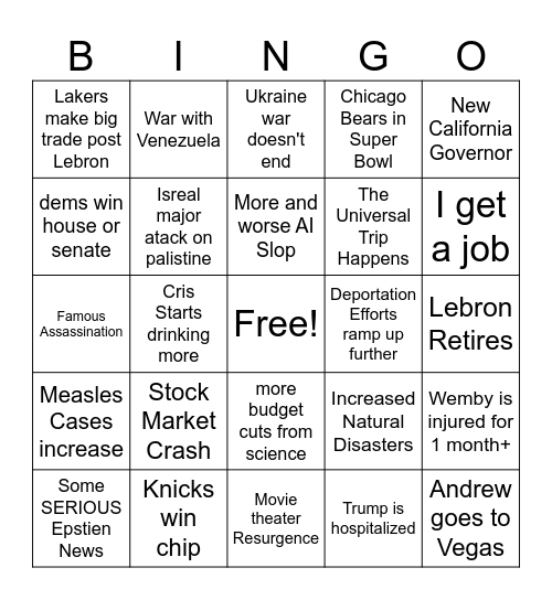 2026 Bingo Card