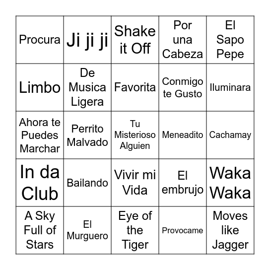 BINGO MUSICAL Bingo Card