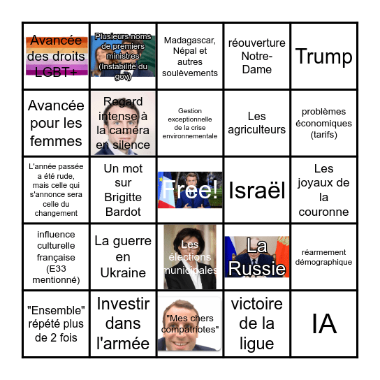 Macron voeus 2026 Bingo Card