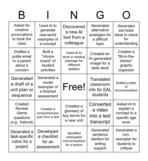 AI BINGO Card