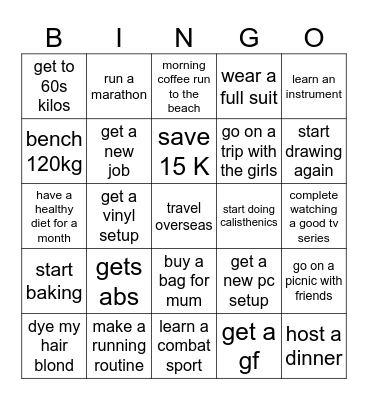Tenzin Bingo Card