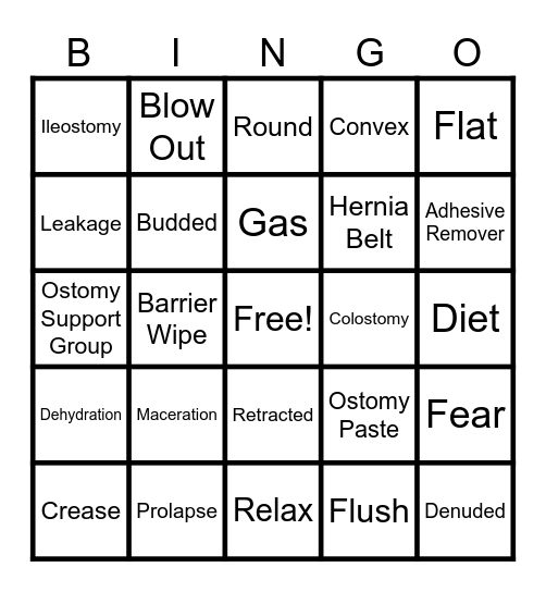 Ostomy Bingo Card
