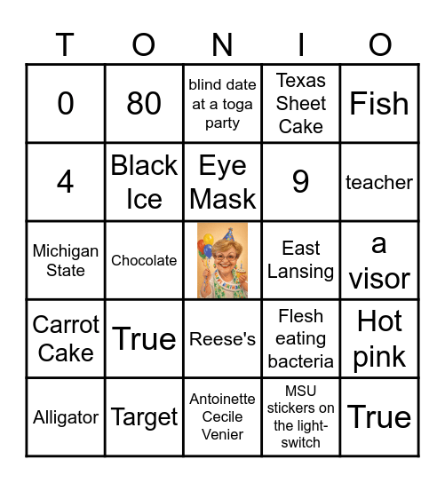 Grandma's 80th Birthday Bingo Card