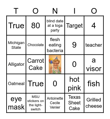 Grandma's 80th Birthday Bingo Card