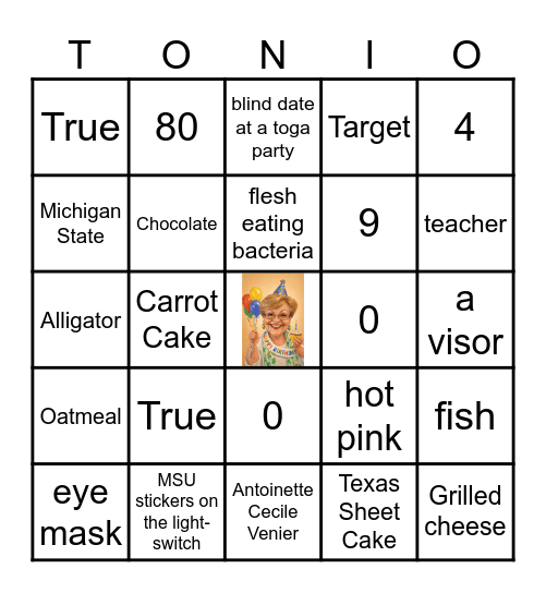 Grandma's 80th Birthday Bingo Card