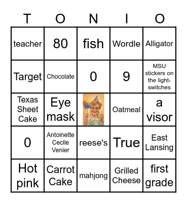 Grandma's 80th Birthday Bingo Card