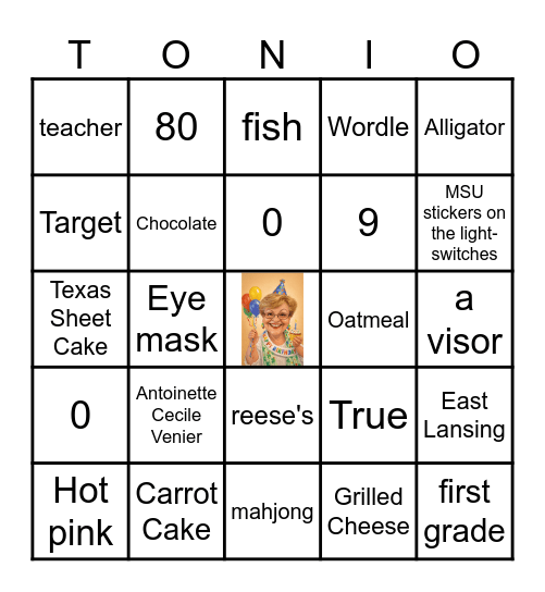 Grandma's 80th Birthday Bingo Card