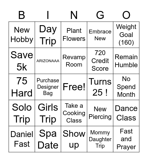 New You ? New Habit Bingo Card