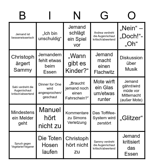 Silvesterbingo 2025 Bingo Card