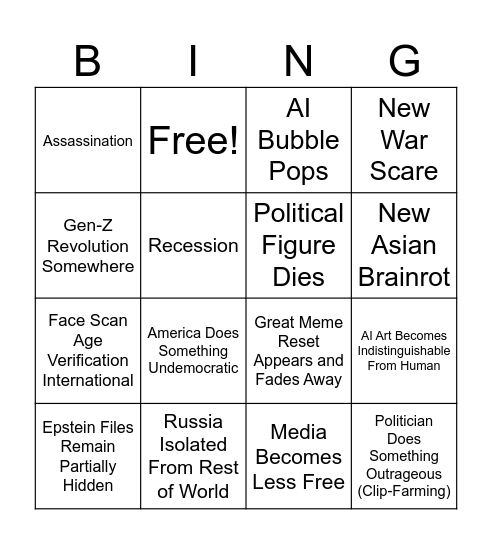 2026 bing Bingo Card