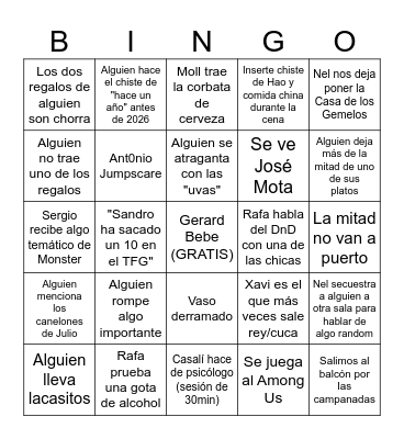 Bingo Fin de Año Bingo Card