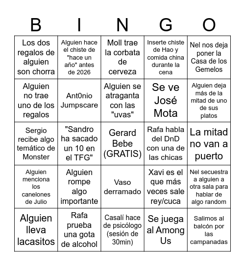 Bingo Fin de Año Bingo Card
