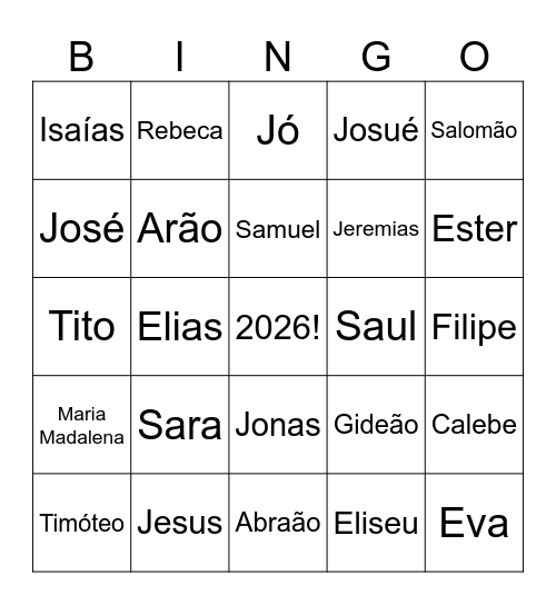 Worship Bingo Card