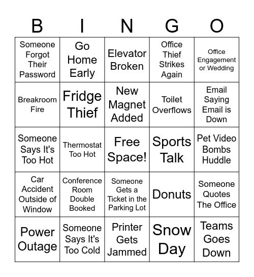 2026 Office BINGO Card