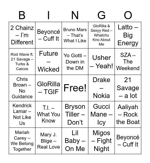 TRAP BINGO Card