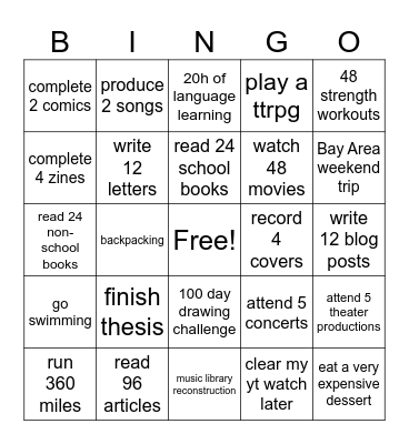 Monica Bingo 2026 Bingo Card