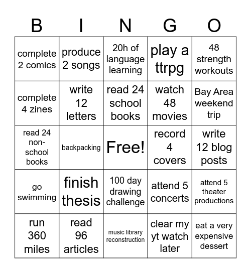 Monica Bingo 2026 Bingo Card