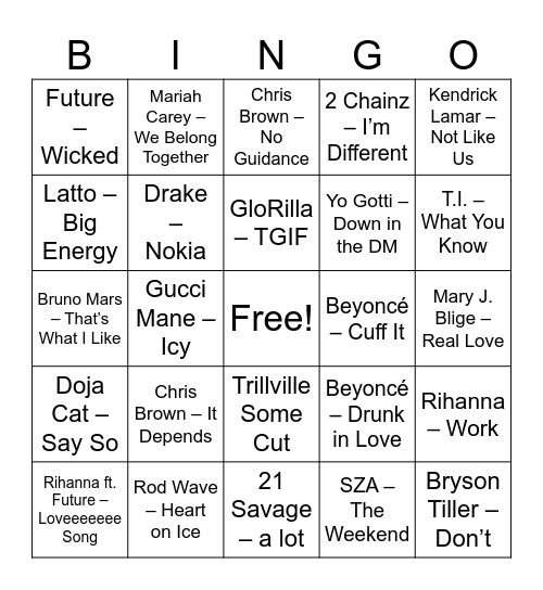 TRAP BINGO Card