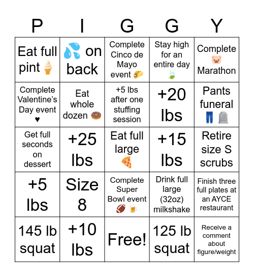 Feedee Bingo Card
