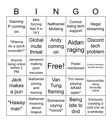 J42 Bingo Card
