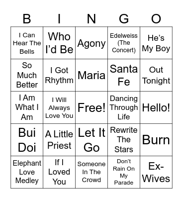 SHOWTUNES ROUND 1 Bingo Card