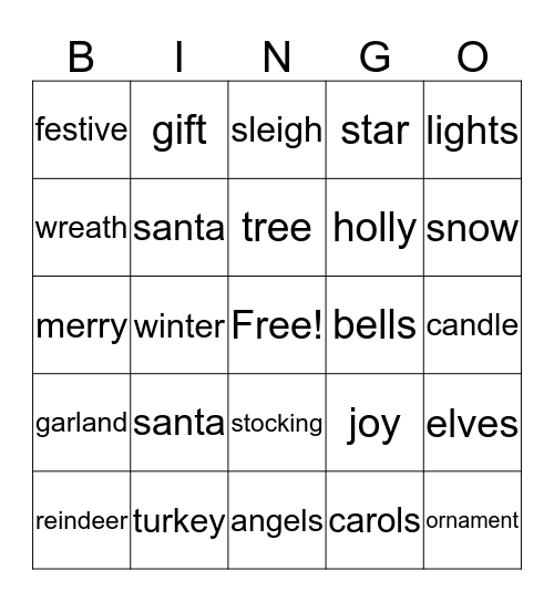 Christmas Bingo Card