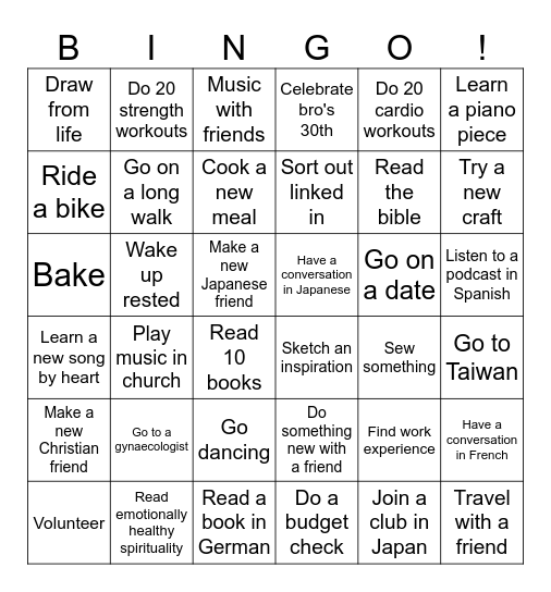2026 Bingo Card