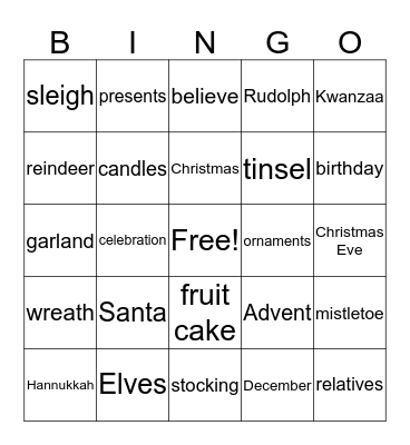 The Holidays Bingo Card