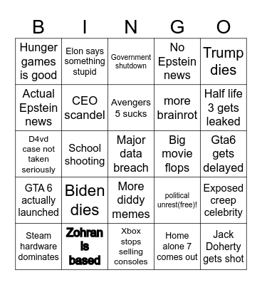 2026 Bingo Card