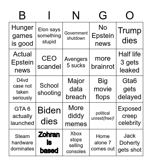 2026 Bingo Card