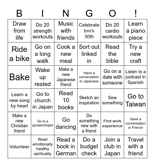 2026 Bingo Card