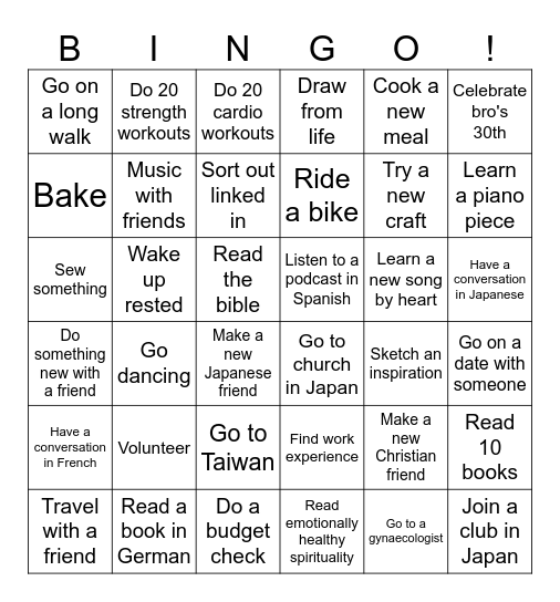 2026 Bingo Card