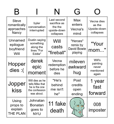 Strangerer Things? Bingo Card