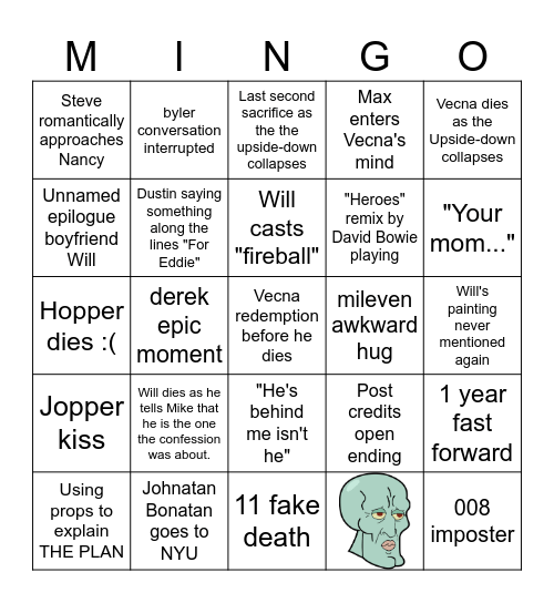 Strangerer Things? Bingo Card