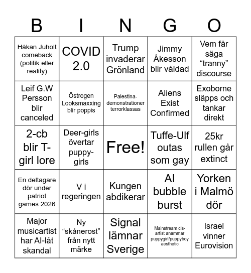 Lantbrukarnas Bingo Card
