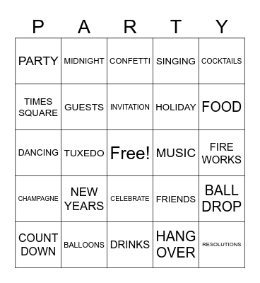 NEW YEAR'S Bingo Card