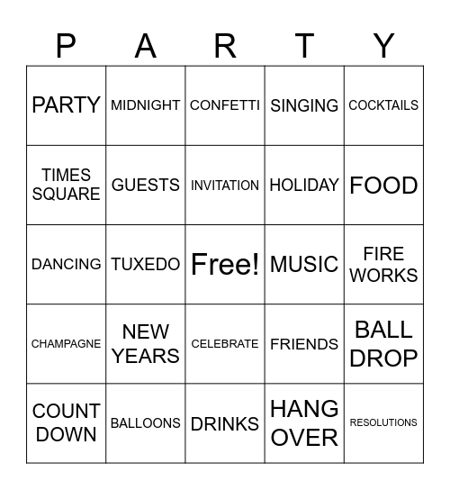 NEW YEAR'S Bingo Card
