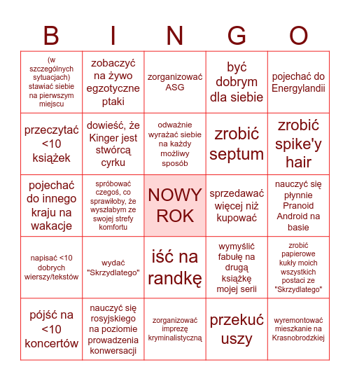 cele 2026 Bingo Card