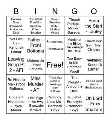 DJ's 2025 Recap Bingo Card