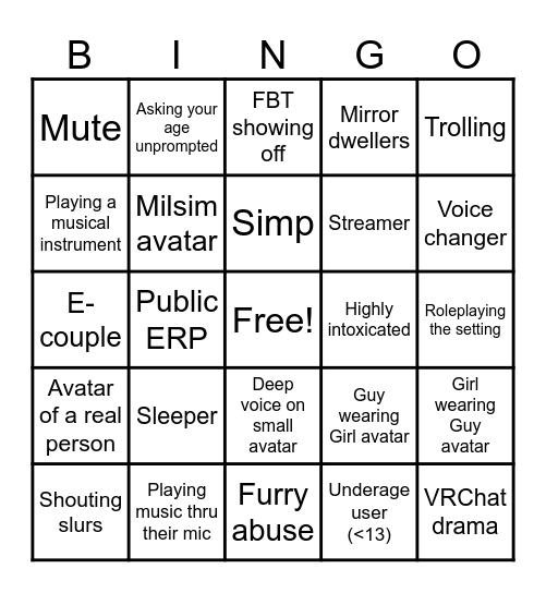 KDOKIE VRChat Bingo Card
