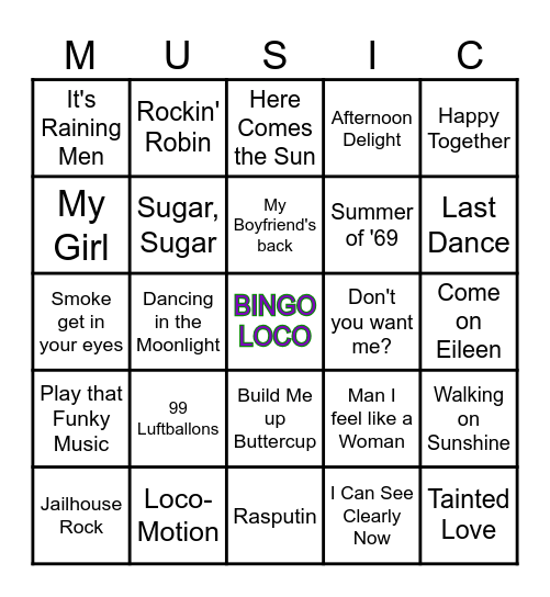 ONE HIT WONDERS Bingo Card