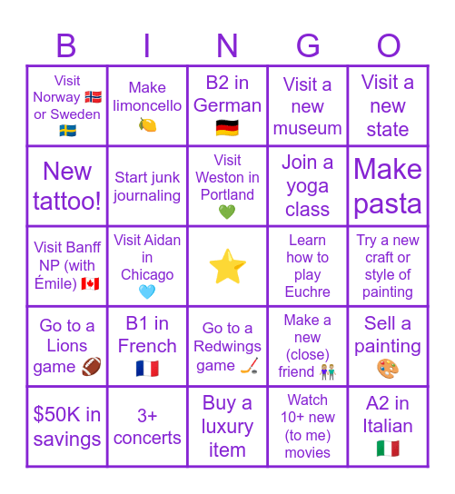 Shelby’s 2026 Bingo Card