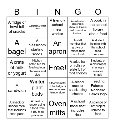 Feeding Futures Bingo Card