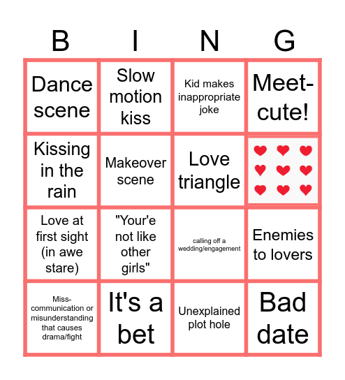 ROM-COM Bingo Card